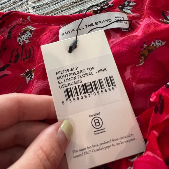NWT Faithfull the Brand Montenegro Top El Limon Floral Pink - Picture 3 of 3